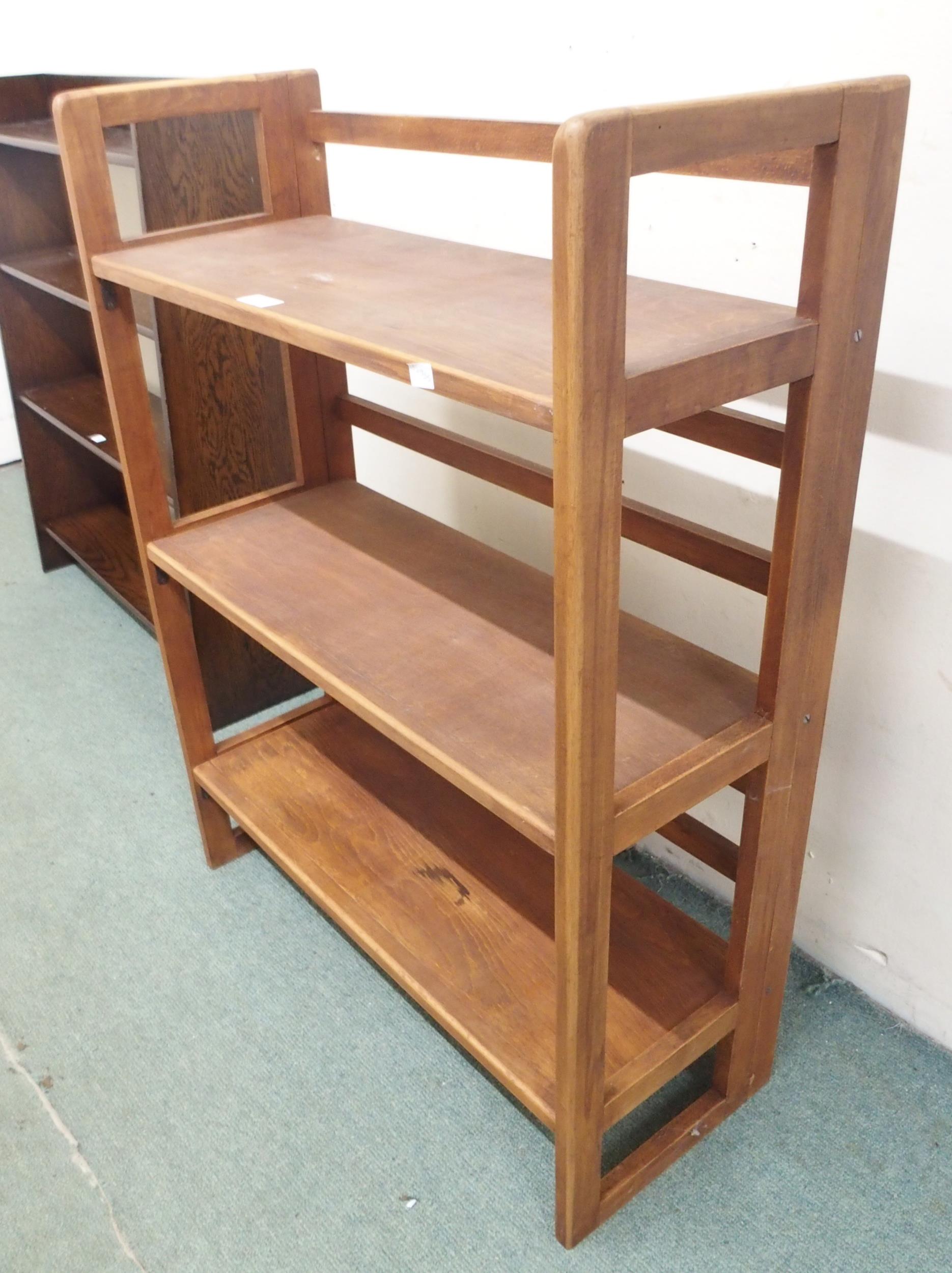 A 20th century oak open bookcase, 91cm high x 77cm wide x 23cm deep and another open folding - Image 4 of 4