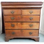 An 18th century ash two short over three long chest of drawers with additional frieze drawer to