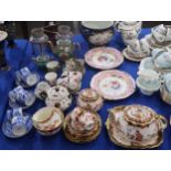 A Royal Crown Derby teaset in 2649 pattern including teapot, an Egyptian themed coffee set, Spode