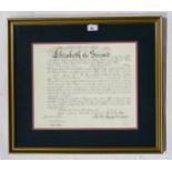 Elizabeth II: a signed certificate concerning the appointment of John Anderson Dallas as Second