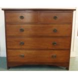 An early 20th century mahogany two over three chest of drawers with brass drawer pulls, 96cm high