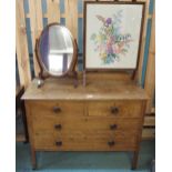 An early 20th century oak two over two chest of drawers, 82cm high x 107cm wide x 48cm deep, oak