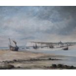 A. GIRARD (FRENCH) BOATS AT LOW TIDE  Oil on canvas, signed lower left,  45 x 54cm Condition