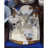 A Picquotware four piece teaset on tray Condition Report:No condition report available.