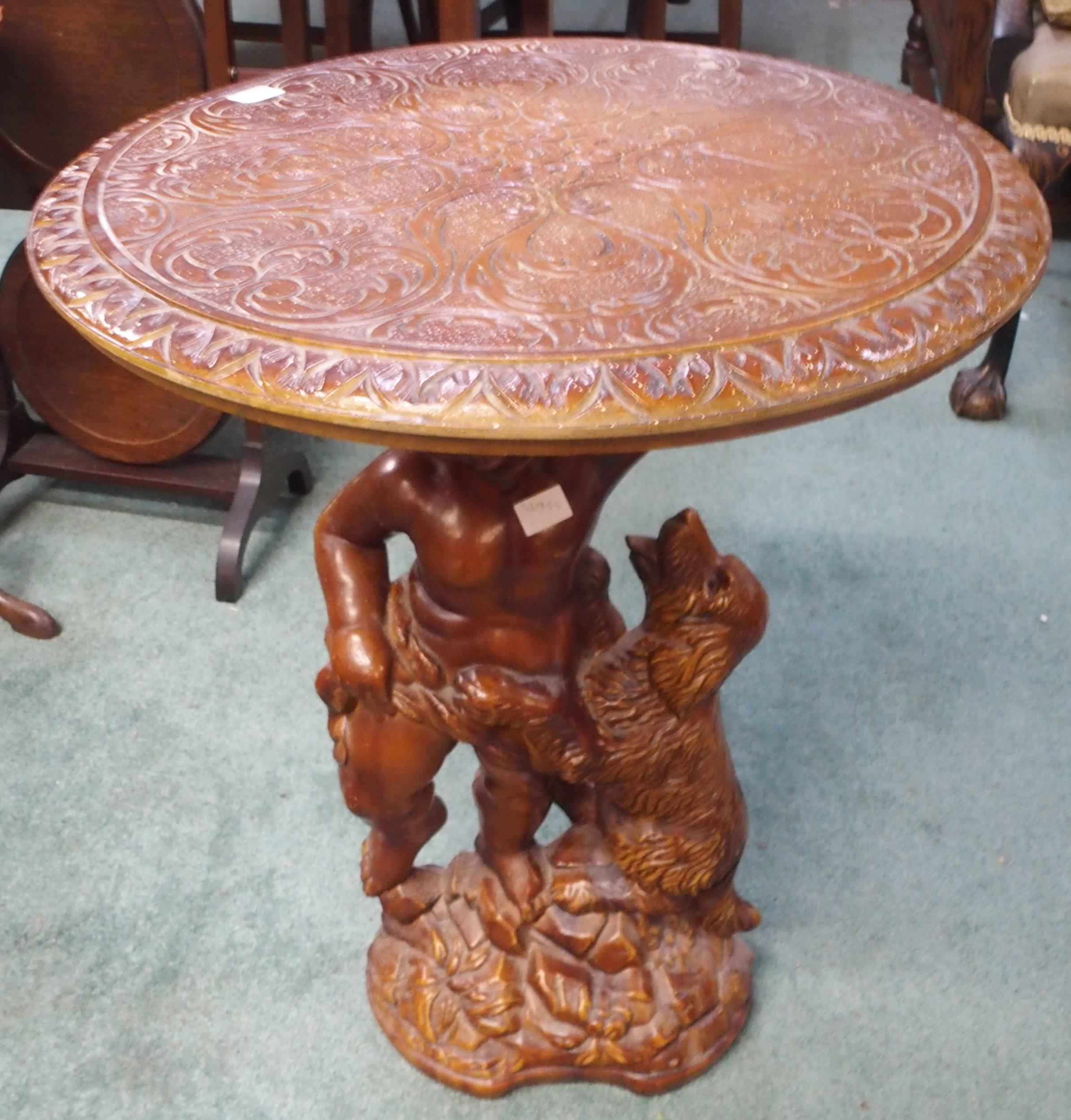 A Victorian circular stool on turned stretchered supports, mahogany trolley, three tier folding cake - Image 4 of 5