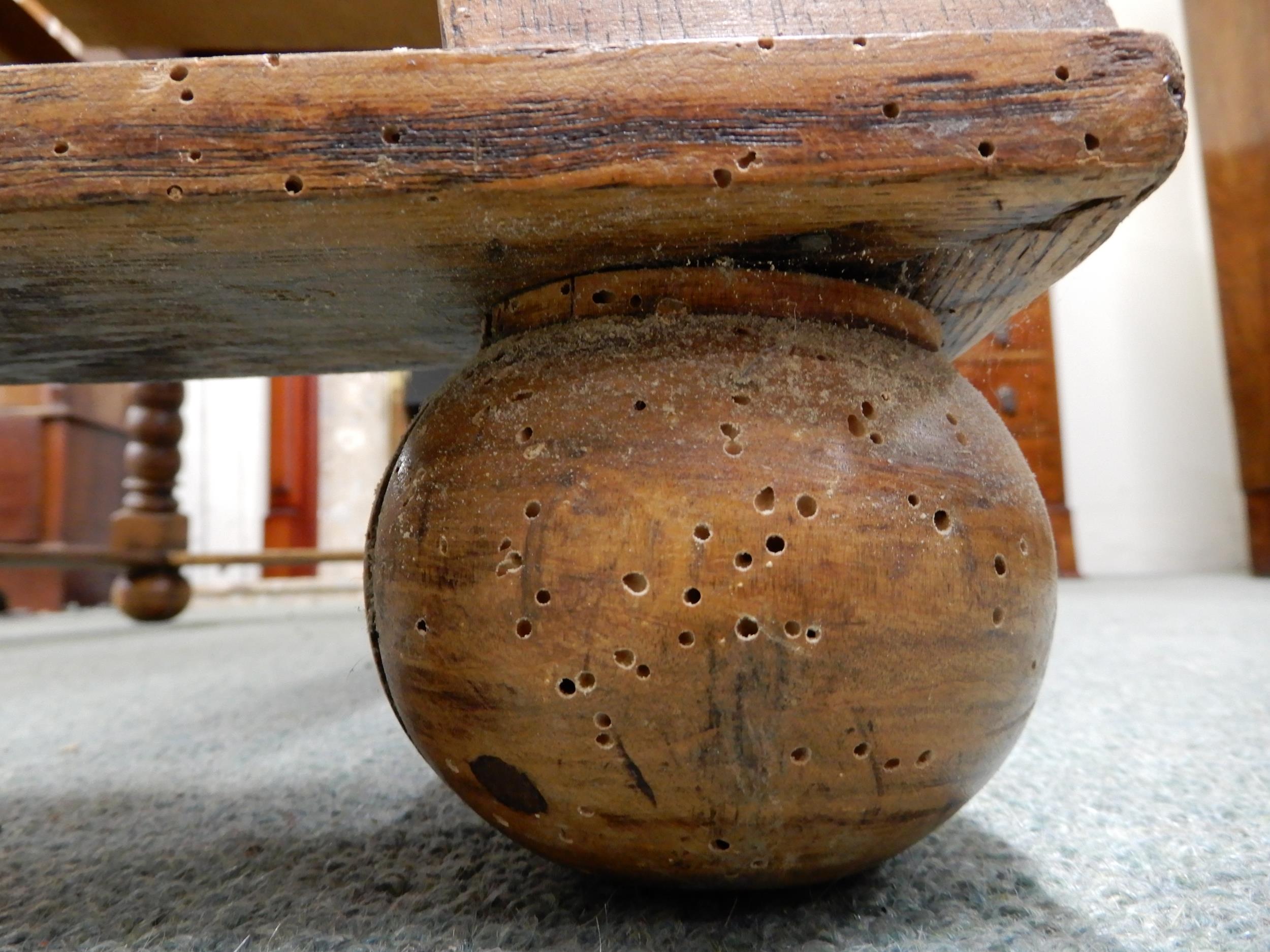 A 18th/19th oak continental table with rectangular top with single drawer on stretchered turned - Image 8 of 8