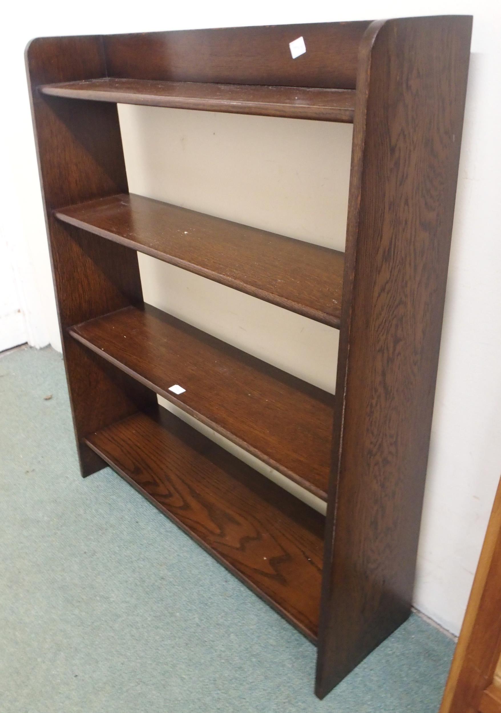 A 20th century oak open bookcase, 91cm high x 77cm wide x 23cm deep and another open folding - Image 3 of 4