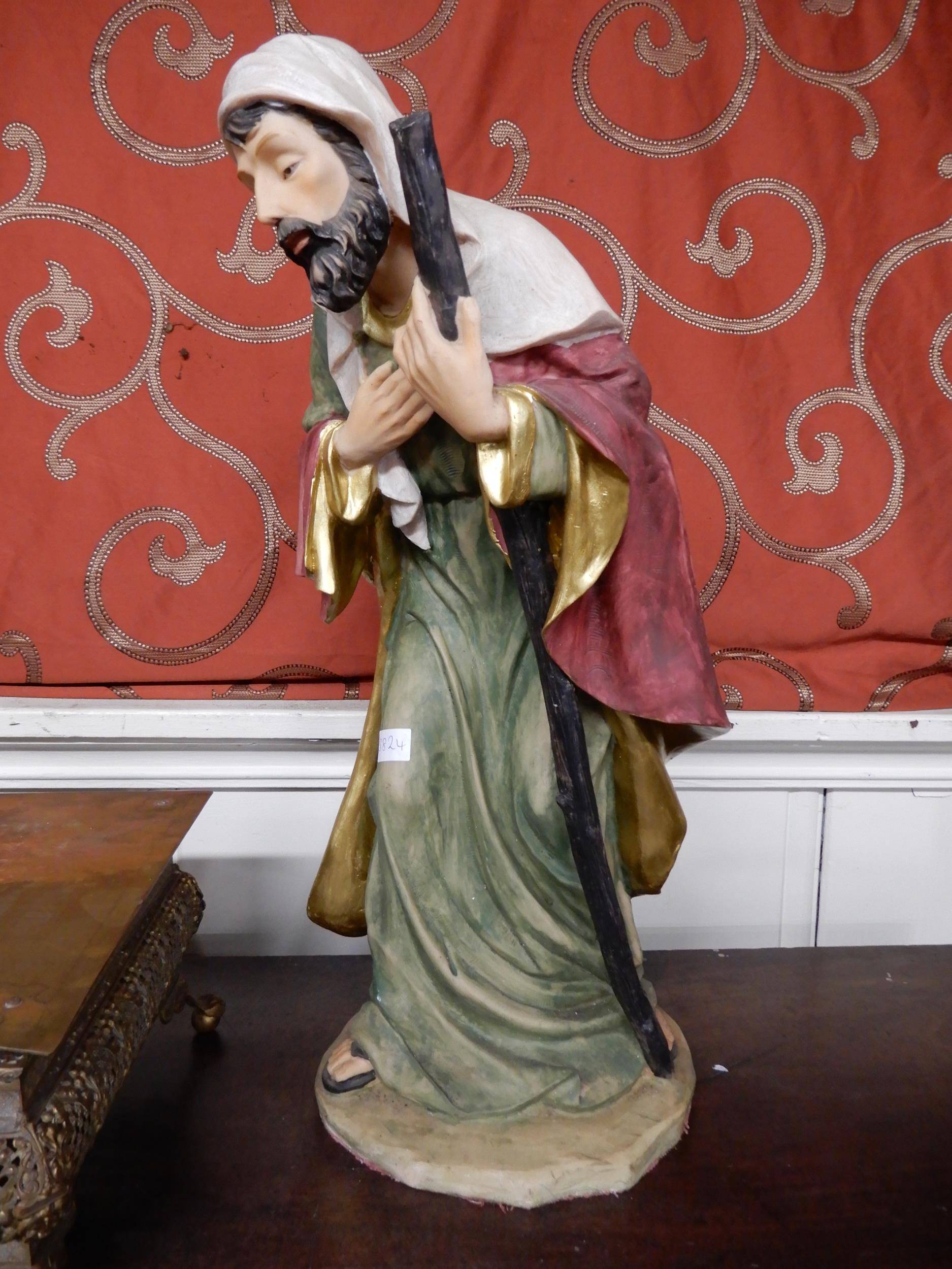 A small mixed lot of ecclesiastical statues including ceramic Mary with infant Jesus, resin saint, - Image 8 of 9