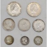 GEORGE III CROWN 1819 and 1820 together with George III 1/2 crown 1817, 1818 and 1820 and three