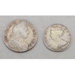 WILLIAM III CROWN 1696  together with a Queen Anne 1/2 crown 1707 (2) Condition Report:Available