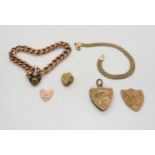 A 9ct rose gold bracelet, a further 9ct bracelet a 9ct locket and an early back & front locket,