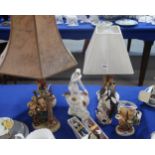 Two Hummel lamps, two figures, teaspoons, a Goebel woodpecker and a Royal Doulton figure Daisy