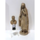 An alabaster figure of Mary and another of a Roman emperor Condition Report:Available upon request