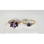 Two 9ct gold Gemporia gem set rings. A 9ct gold blue spinel, and diamond accent ring, size Q, and