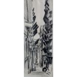 ARCHIBALD MCGLASHAN R.S.A A Glasgow Lane, signed charcoal, 49 x 19cm and Bauer dancer, print, 94/