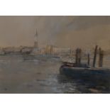 THOMAS JOHN COATES Across the water, Venice, monogrammed, gouache, 24 x 33cm Condition Report: