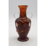 A Polish amber coloured resin silver mounted vase, of baluster form, with loop twin handles, 20th