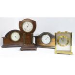 Four assorted mantle clocks including an Edwardian style clock Condition Report:Available upon