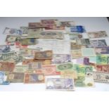 BANK NOTES a collection of world wide bank notes with British, European, Asian, American and African