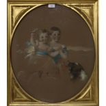 SCOTTISH SCHOOL Two children and collie, signed, pastel, dated, 1848,62 x 52cm Condition Report: