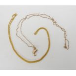A 9ct gold rope chain, length 51cm, together with an (af) Nefertiti pendant and chain weight