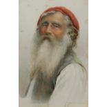 GIUSEPPE DE LUCA Portrait of a fisherman, head and shoulders, signed, watercolour and another, 33