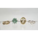 A collection of rings, a 9ct gold diamond dot ring size M, a 9ct gold citrine ring, size M1/2,