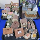 A model of Scotland Street School, and assorted other house sculptures and pots etc Condition