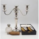 A collection of silver and EPNS including a cased pair of brushes, by Joseph Gloster Ltd, Birmingham