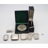 A collection of silver including a Victorian silver vesta, by John Thompson & Sons, with embossed