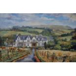 ROBIN MILLER Country house, signed, oil on canvas, dated, (19)93, 60 x 90cm and a print (2)