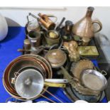 A collection of copper including graduated dome bowls, pans, kettles, moulds etc Condition Report:No