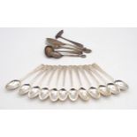 A collection of silver cutlery including a set of twelve Victorian silver Old English pattern