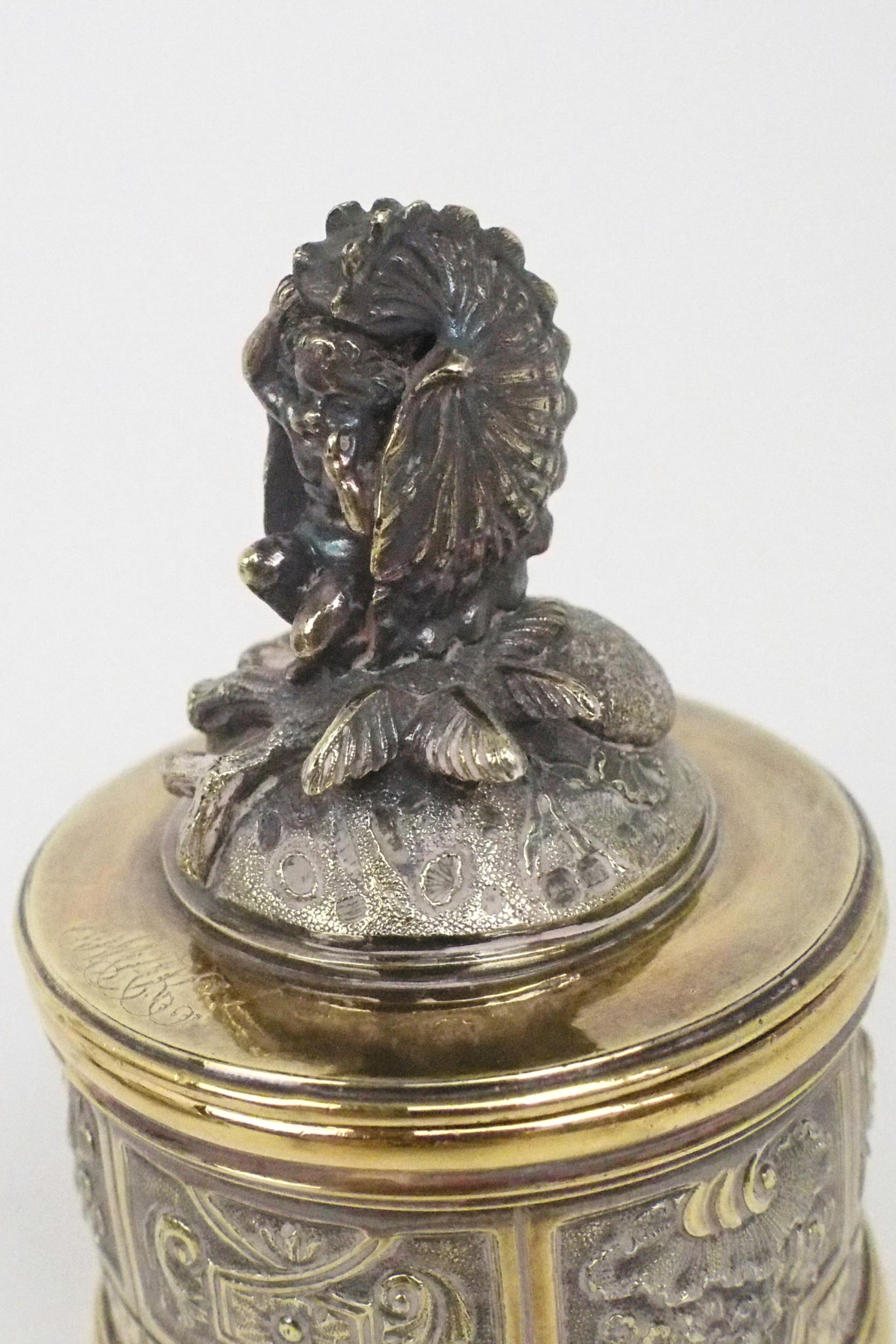 A GEORGE IV SILVER GILT INKSTAND by Richard Sibley, London 1827, of oblong lobed form, with a cast - Image 7 of 8