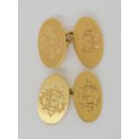 A PAIR OF 18CT GOLD CUFFLINKS monogramed to both faces, hallmarked Birmingham 1905, weight 12.2gms