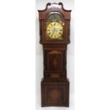 A 19TH CENTURY WALNUT AND CHECKER INLAID CASED W.B. RODGER AIRDRIE LONGCASE CLOCK with gilt