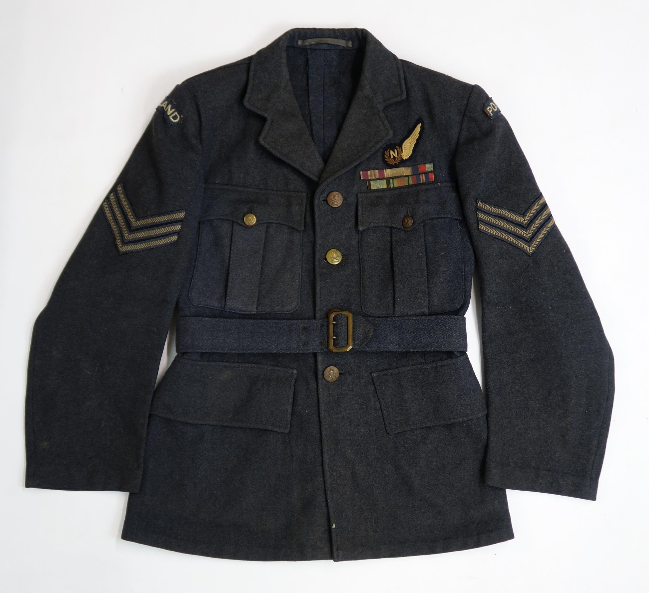 A WW2 1942-DATED POLISH RAF SERGEANT'S TUNIC Size no. 10, with embroidered "Poland" shoulder titles,