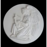 ALEXANDER STODDART (B. 1959) A plaster plaque depicting an angel playing a harp, titled and signed