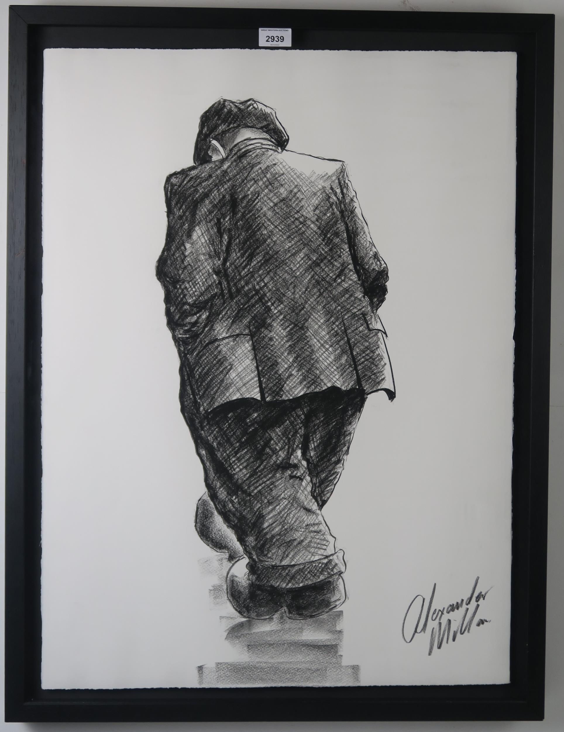 ALEXANDER MILLAR (SCOTTISH b.1960) FIVE MORE MILES Charcoal on paper, signed lower right, 75 x - Image 2 of 5