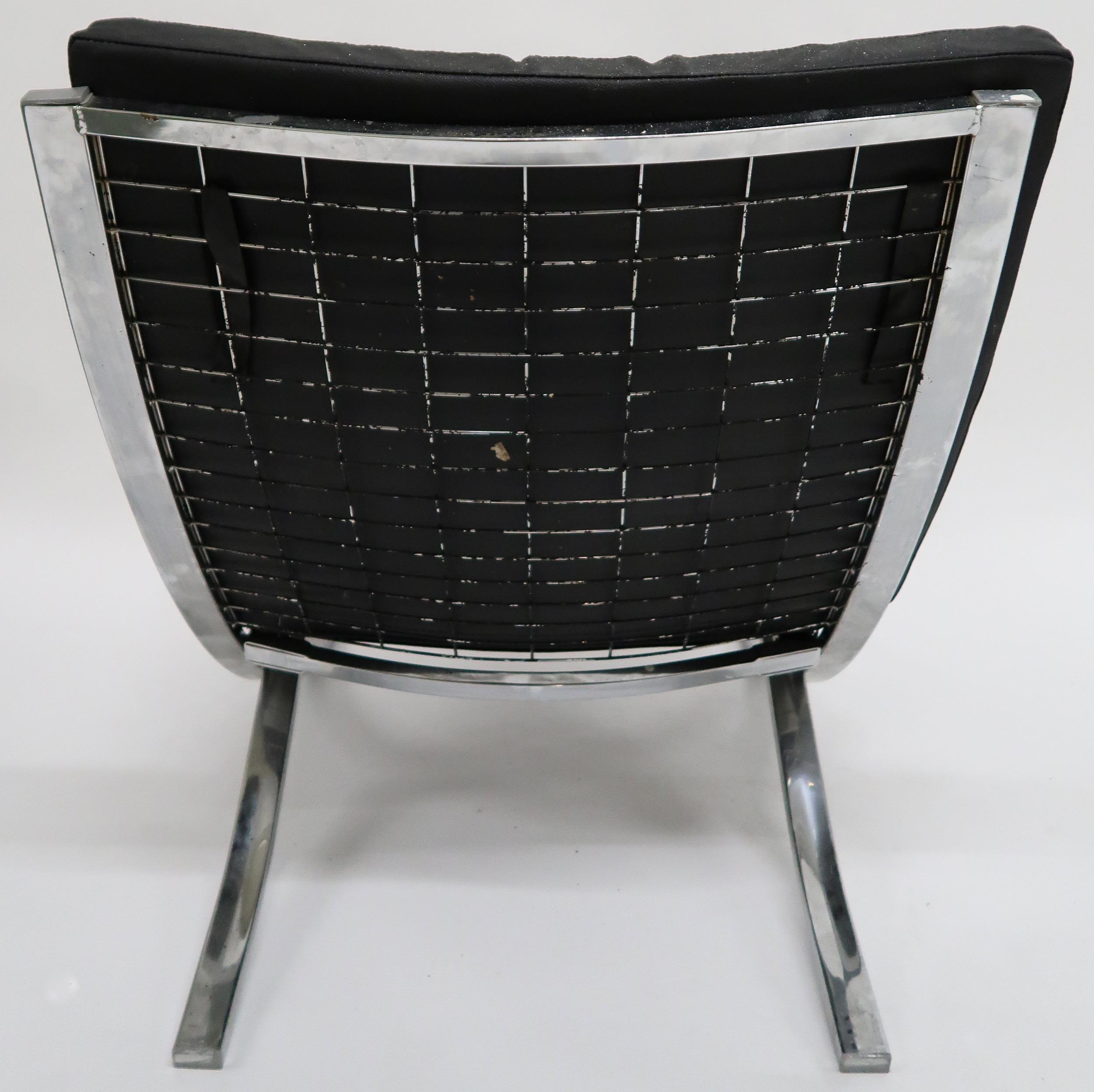 A 20TH CENTURY AFTER LUDWIG MIES VAN DER ROHE "BARCELONA" CHAIR AND STOOL both with black leather - Image 6 of 8