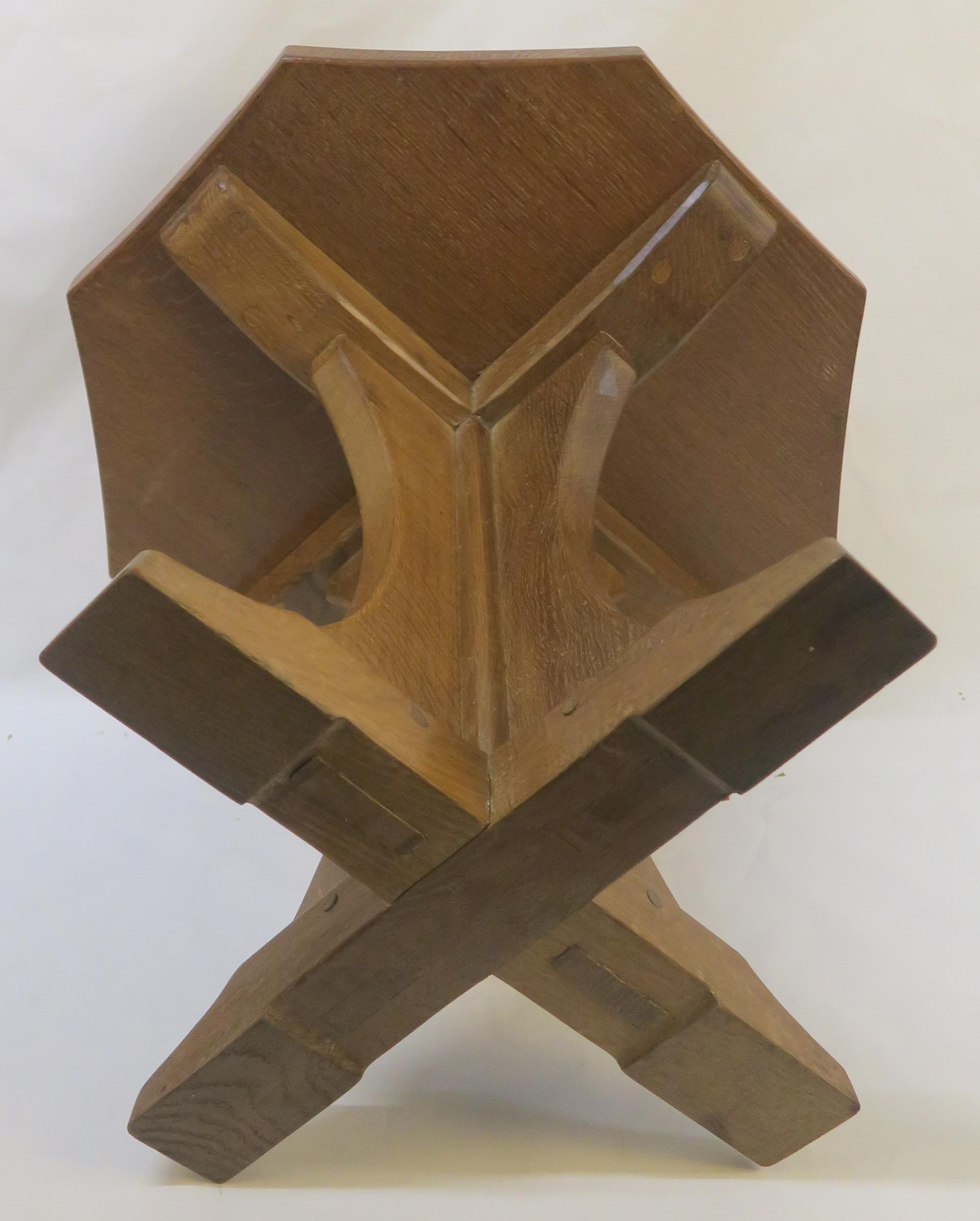 A 20TH CENTURY OAK ROBERT "MOUSEMAN" THOMPSON OF KILBURN OCTAGONAL OCCASIONAL TABLE - Image 7 of 7