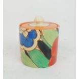 A CLARICE CLIFF FANTASQUE BIZARRE PRESERVE POT  in Gardenia pattern, 7.5cm high Condition Report:a