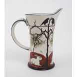 A WEMYSS WARE DERBY MILK JUG in Earlshall pattern, depicting rooks in trees and rabbits on the