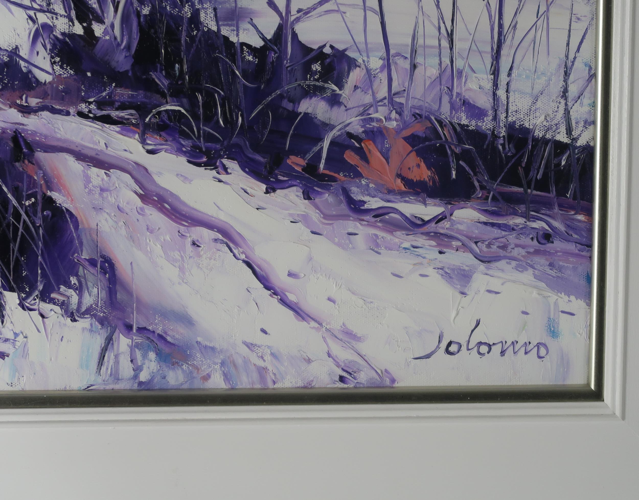 JOHN LOWRIE MORRISON (SCOTTISH b.1948) WINTER MOONLIGHT Oil on canvas, signed 'JOLOMO' lower - Image 3 of 5