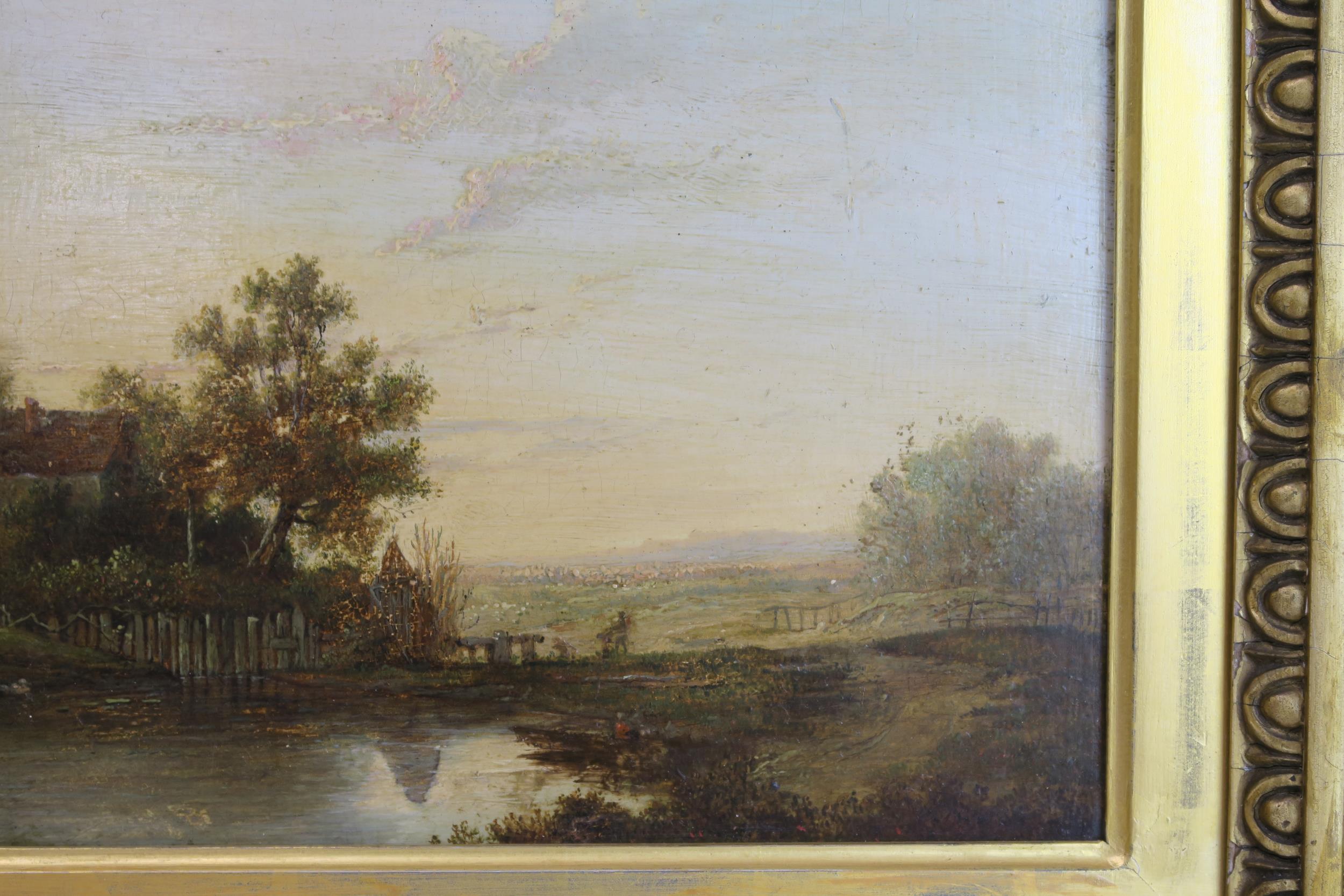 ATTRIBUTED TO PATRICK NASMYTH (SCOTTISH 1787-1831) MILL LANDSCAPE WITH DISTANT TOWN  Oil on panel, - Image 6 of 8