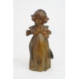 LEO LAPORTE BLAIRSY (1867-1923) a gilt bronze figure of a girl holding a doll, signed in the