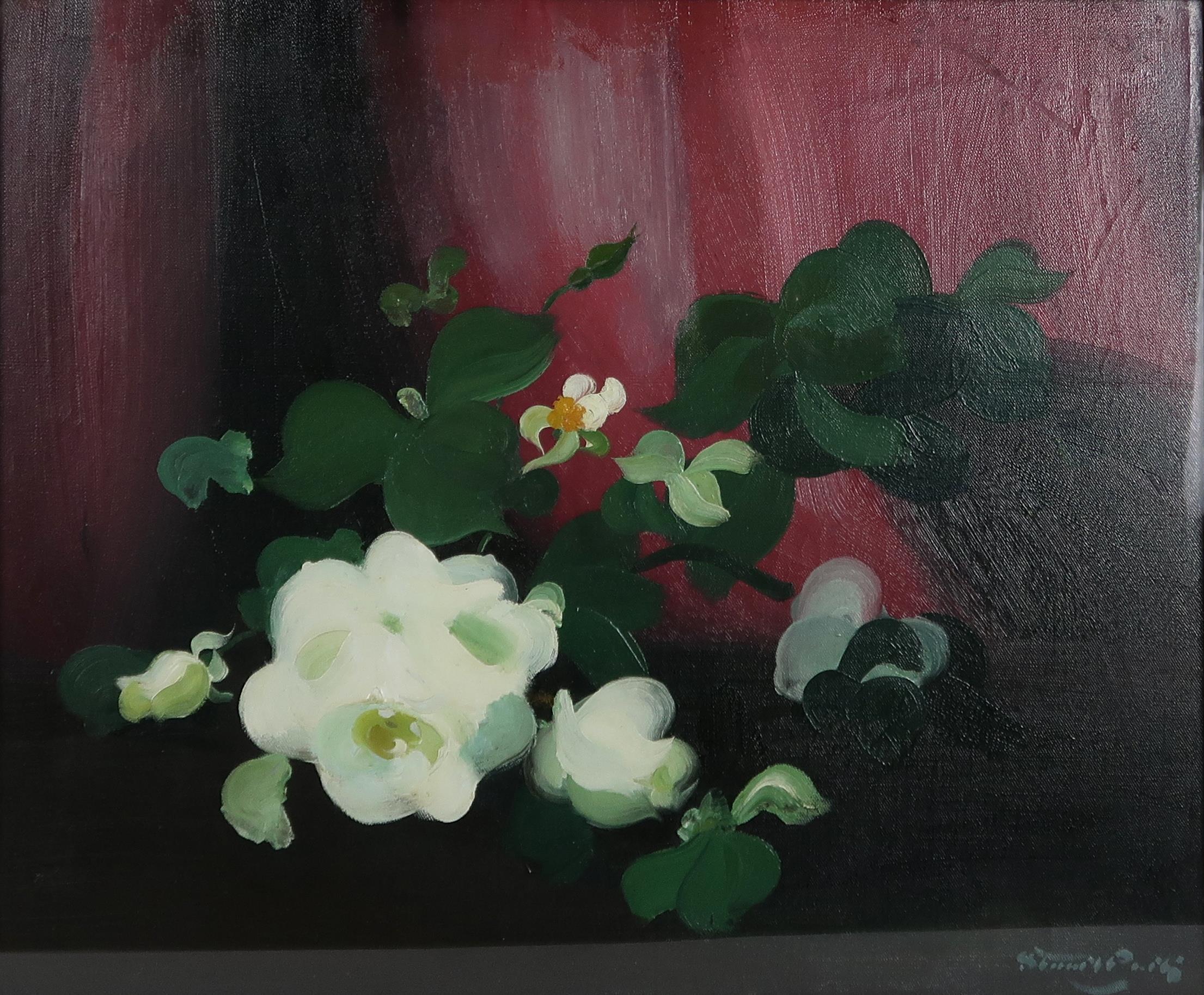 JAMES STUART PARK (SCOTTISH 1862-1933) WHITE ROSES Oil on canvas, signed lower right, 48 x 59cm (