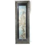 A SET OF FOUR SHANGHAI SILK EMBROIDERED LANDSCAPE PICTURES   within glazed and moulded frames,