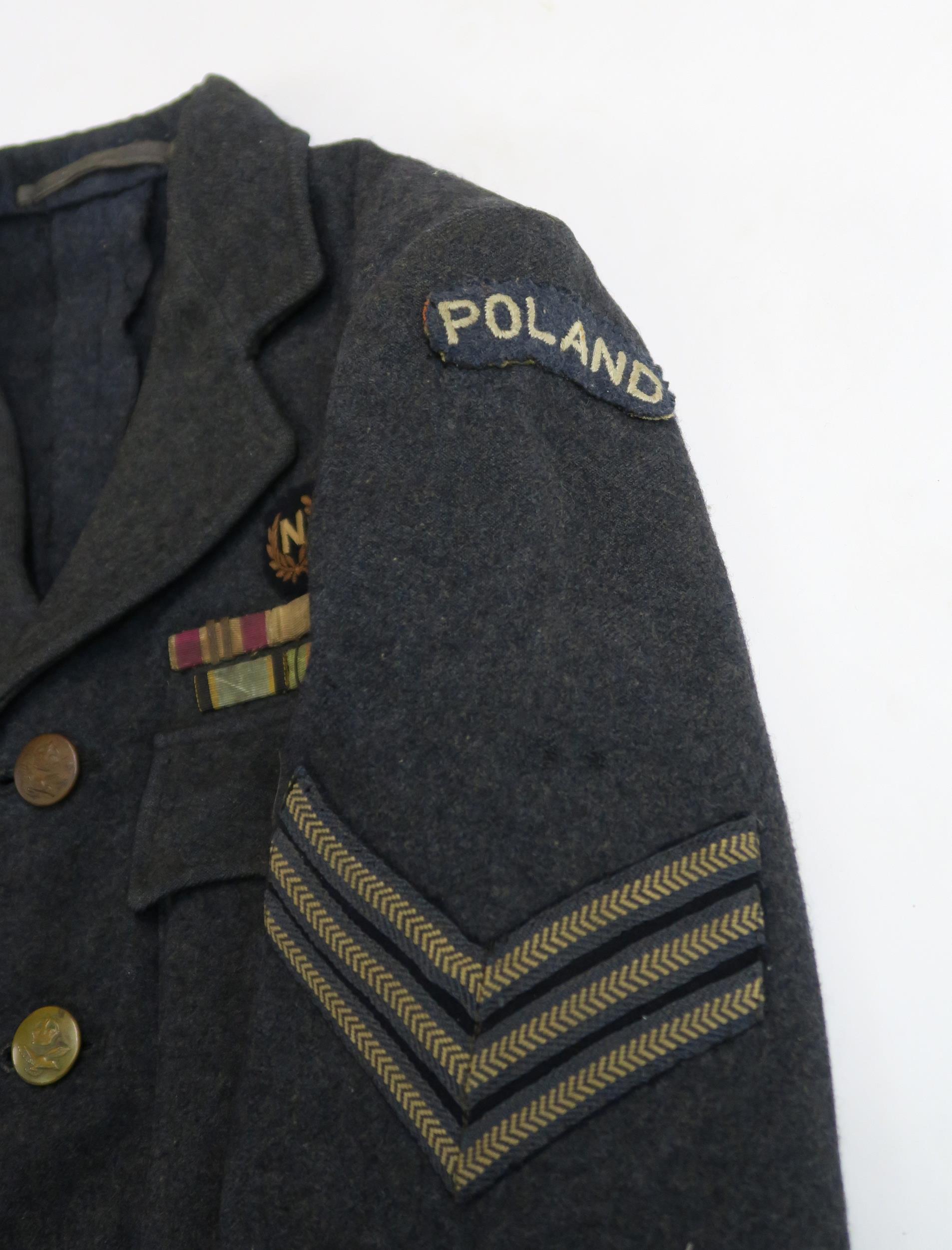 A WW2 1942-DATED POLISH RAF SERGEANT'S TUNIC Size no. 10, with embroidered "Poland" shoulder titles, - Image 3 of 9