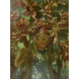 SCOTTISH SCHOOL  GIRL BENEATH BLOSSOM  Oil on canvas, 39 x 29cm (15.25 x 11.5") Condition Report: